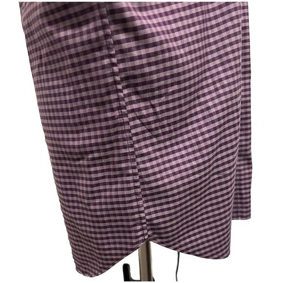 Mens David Donahue Purple Gingham Plaid Check Spread Collar Long Sleeve Shirt L - Picture 8 of 8